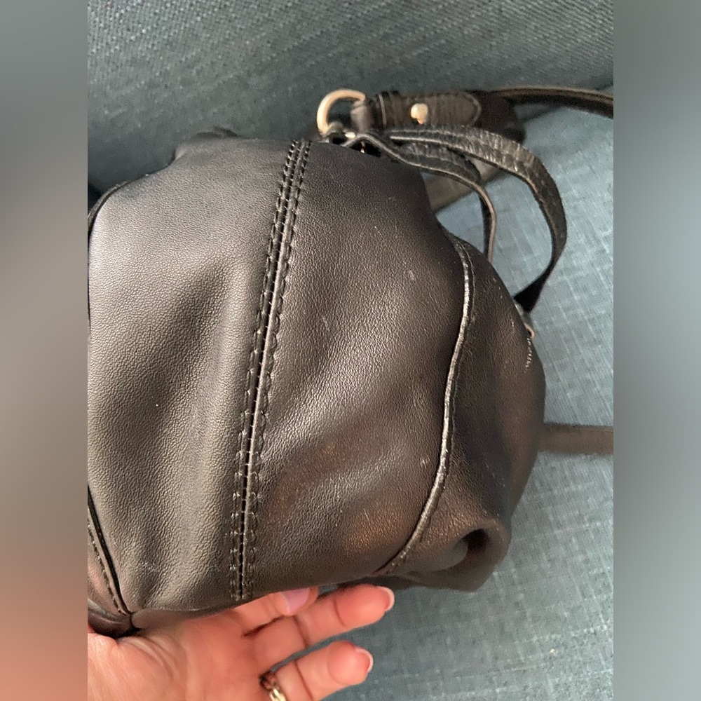 Coach Peyton Black Leather Drawstring Crossbody B… - image 7